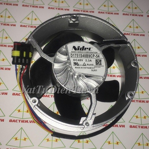 D1751S48B9CP-54 Quạt tản nhiệt 48V 2.3A 172x172x51mm hình tròn NIDEC 4 dây đầu cắm chống nước
