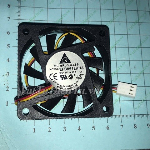 EFB0612HHA Quạt tản nhiệt 12V 0.25A 60x60x10mm DELTA 3 dây đầu cắm B2
