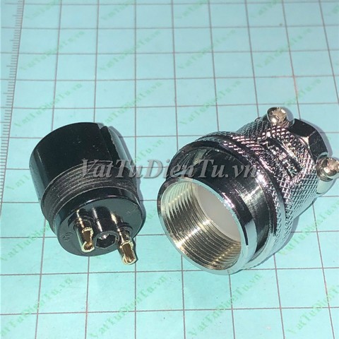 GX25-2P Giắc tròn sắt 2 chân 25mm (Plug + socket), Jack 2 chân, giắc 2 chân, đầu nối 2 chân, Jack GX25-2P