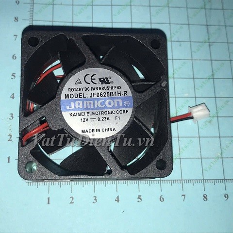 JF0625B1H-R Quạt tản nhiệt 12V 0.23A 60x60x25mm JAMICON 2 dây đầu cắm A1