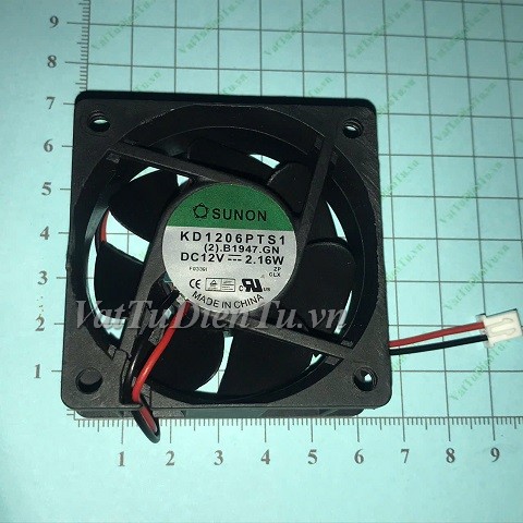 KD1206PTS1 Quạt tản nhiệt 12V 2.16W 60x60x25mm SUNON 2 dây đầu cắm A1