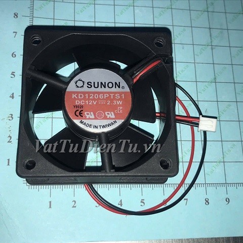 KD1206PTS1 Quạt tản nhiệt 12V 2.3W 60x60x25mm SUNON 2 dây đầu cắm A1
