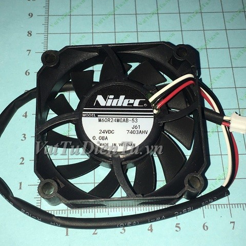 M60R24MGAB-53J61 Quạt tản nhiệt 24V 0.08A 60x60x15mm Nidec 3 dây đầu cắm C2
