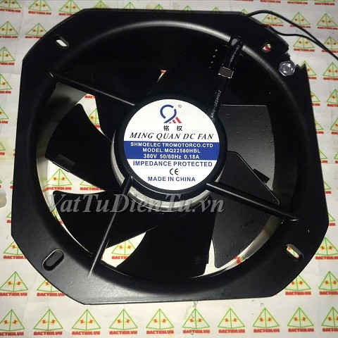 MQ22580HBL Quạt tản nhiệt 380V 0.18A 222x222x80mm Mingquan 2 dây (7 cánh)