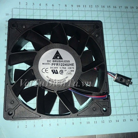 PFR1224UHE-CE75 Quạt tản nhiệt 24V 1.75A 120x120x38mm DELTA 3 dây đầu cắm đen