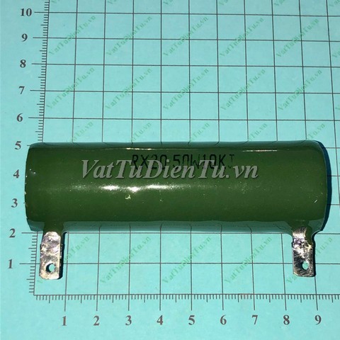 RX20-10KJ50W Điện trở sứ xanh 10K 50W 10KJ L51xD21xd12mm (điện trở phanh, điện trở hãm ZG11)