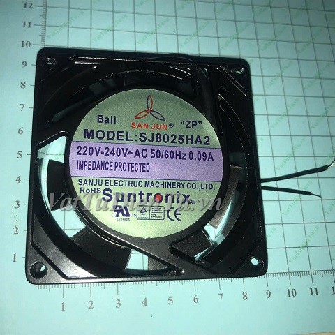 SJ8025HA2 Quạt tản nhiệt 220V 0.09A 80x80x25mm SANJUN 2 dây