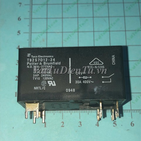 T92S7D12-24 Relay 24VDC 6 chân 30A 277VAC STE (HTM)