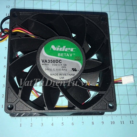 V35131-58 VA350DC Quạt tản nhiệt 24V 0.53A 92x92x38mm Nidec 3 dây đầu cắm B2