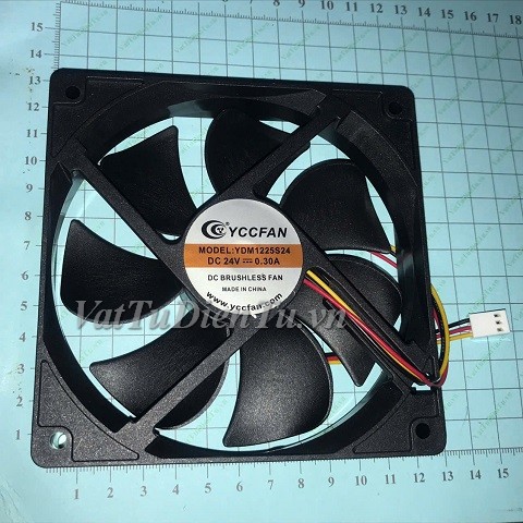 YDM1225S24 Quạt tản nhiệt 24V 0.3A 120x120x25mm YCCFAN 3 dây đầu cắm B2