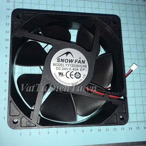 YY12038H24B Quạt tản nhiệt 24V 0.4A 120x120x38mm SNOWFAN 2 dây đầu cắm A1