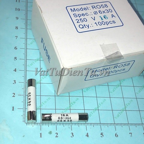 Cầu chì sứ 16A 250V 6x30MM RO58