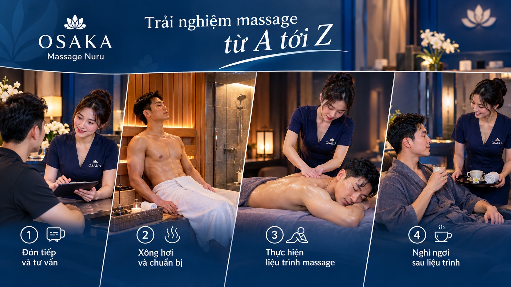 Trải nghiệm massage từ A tới Z tại Massage Nuru OSAKA