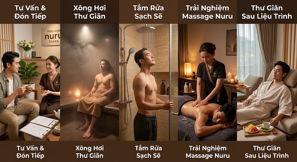 Quy trình trải nghiệm liệu trình tại Massage nuru OSAKA