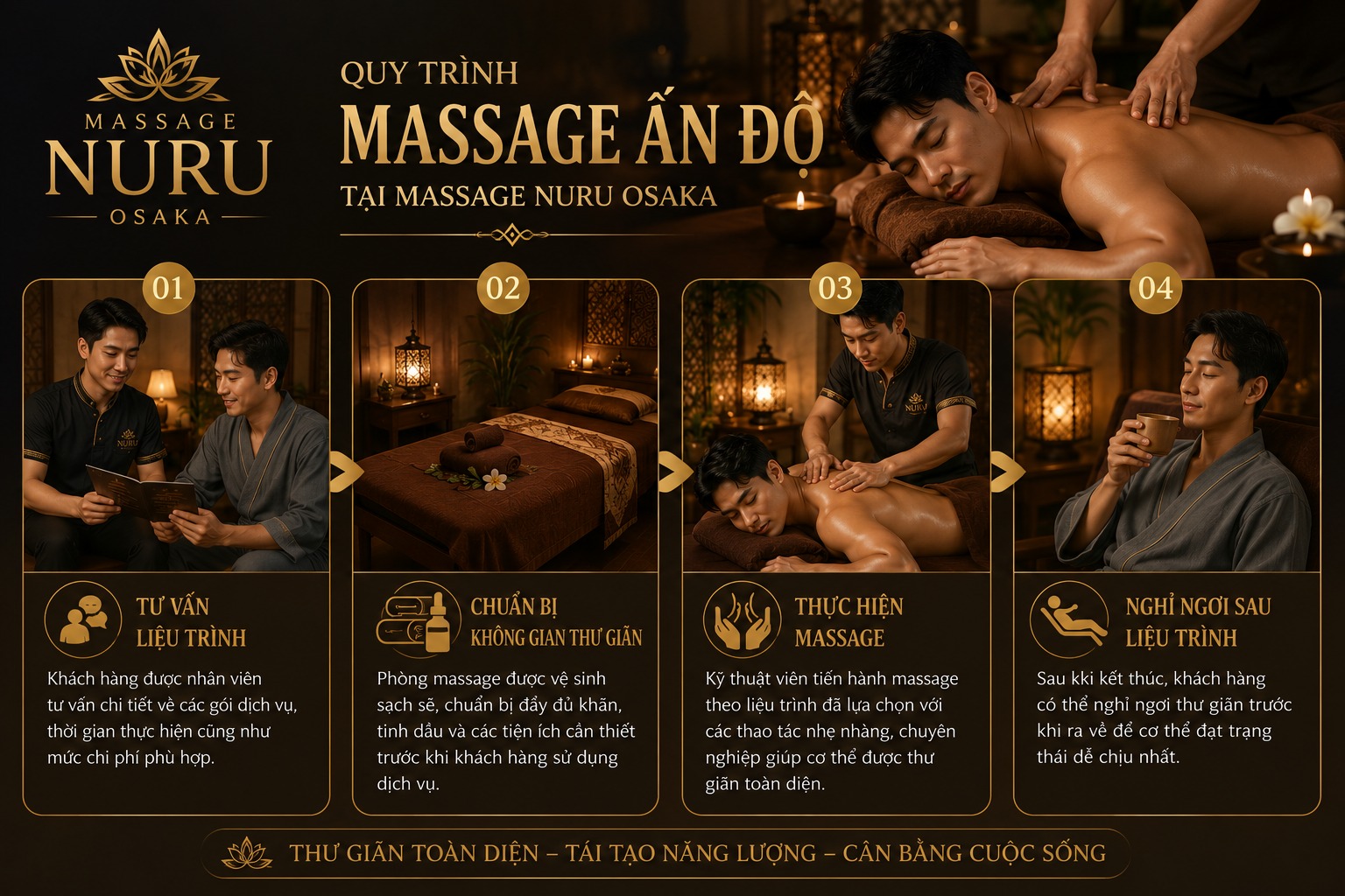 Quy trình massage Ấn Độ tại Massage Nuru OSAKA
