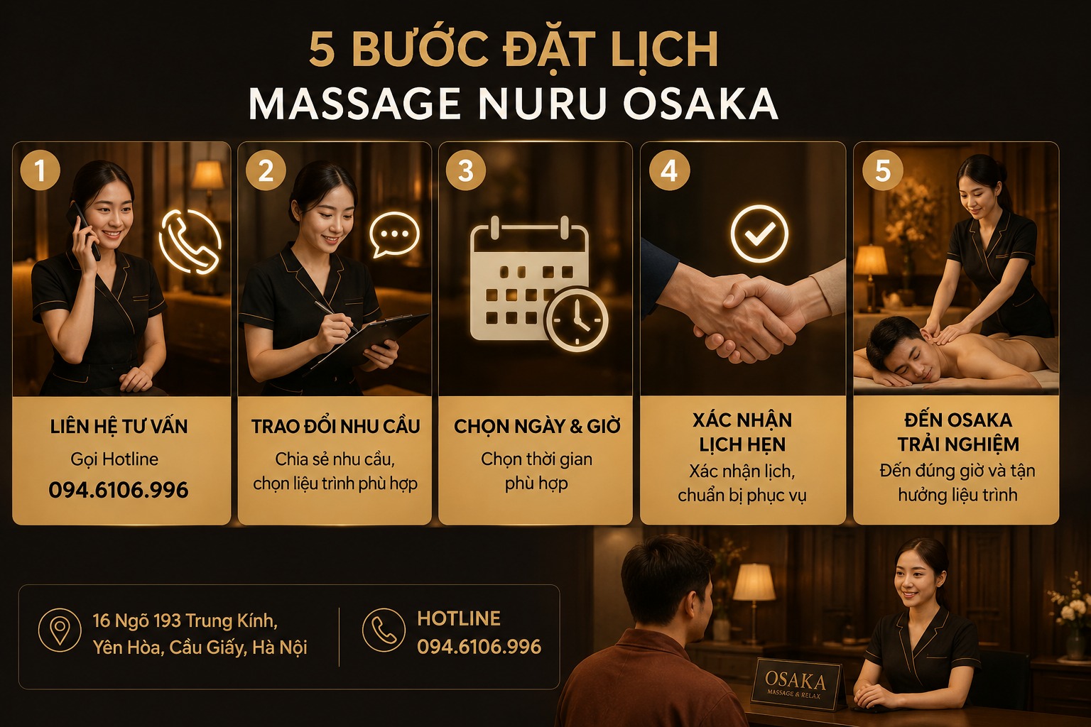 Đặt lịch massage tại Massage Nuru OSAKA