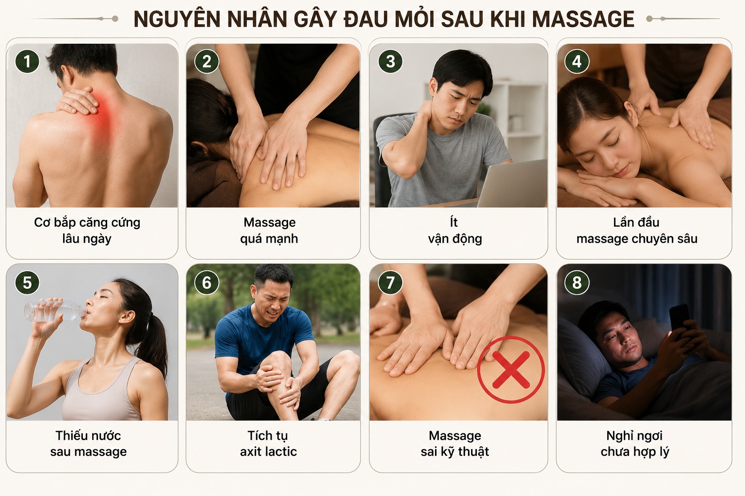 Nguyên nhân gây đau mỏi sau khi massage