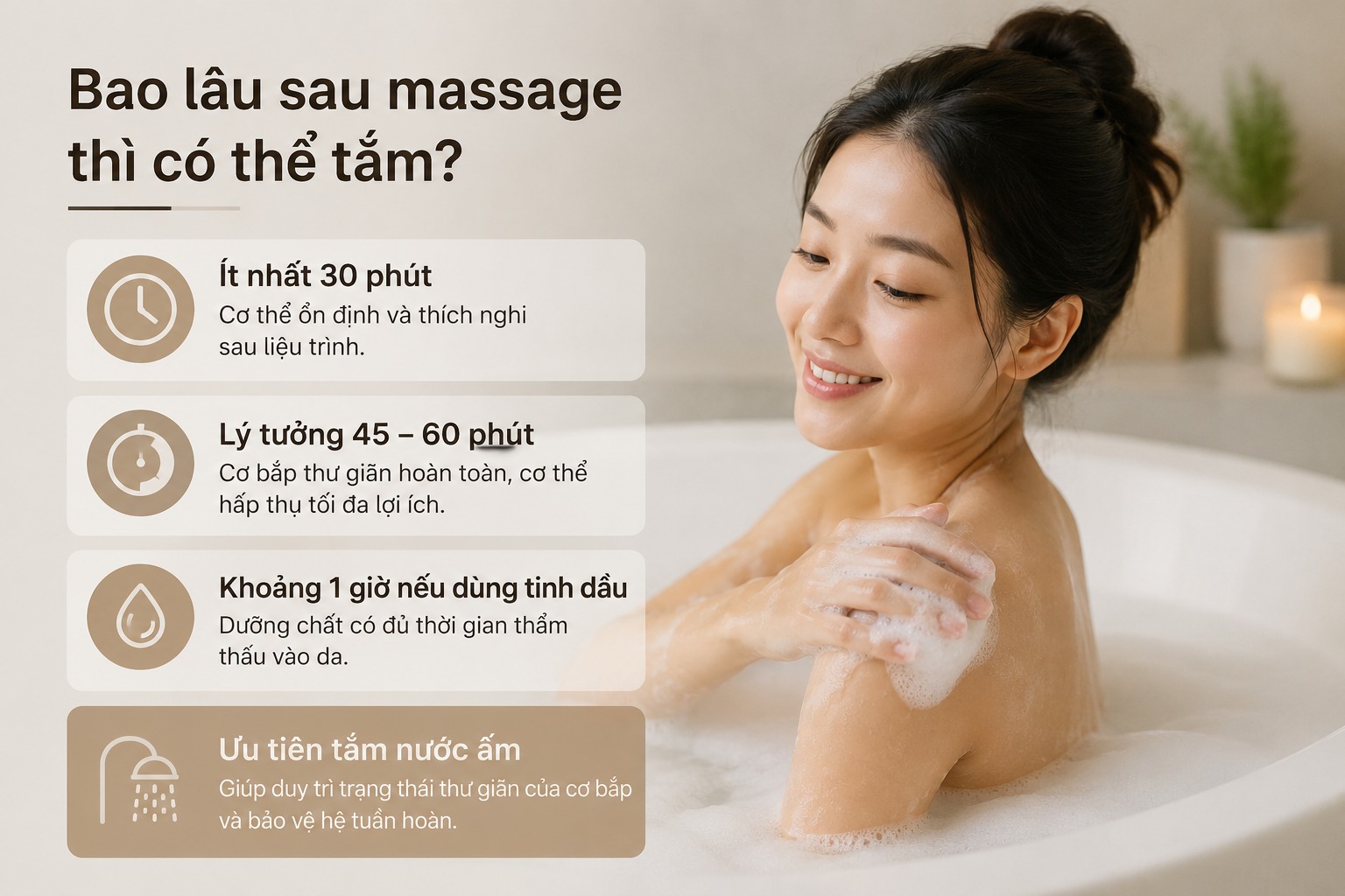 Bao lâu sau massage thì có thể tắm?