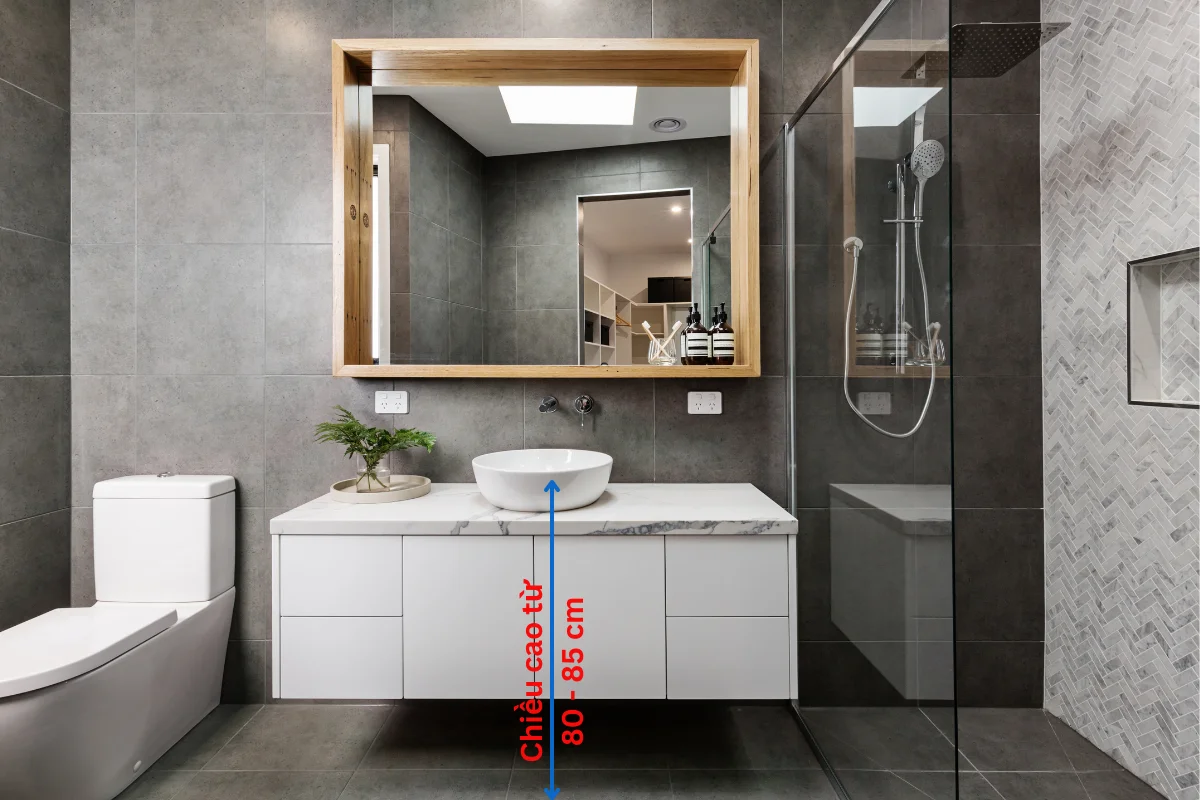 Chiều cao đúng chuẩn của lavabo dương bàn từ 80-85 cm