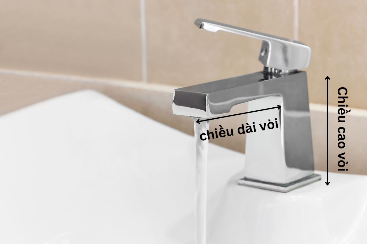 Các kích thước vòi lavabo vuông phổ biến