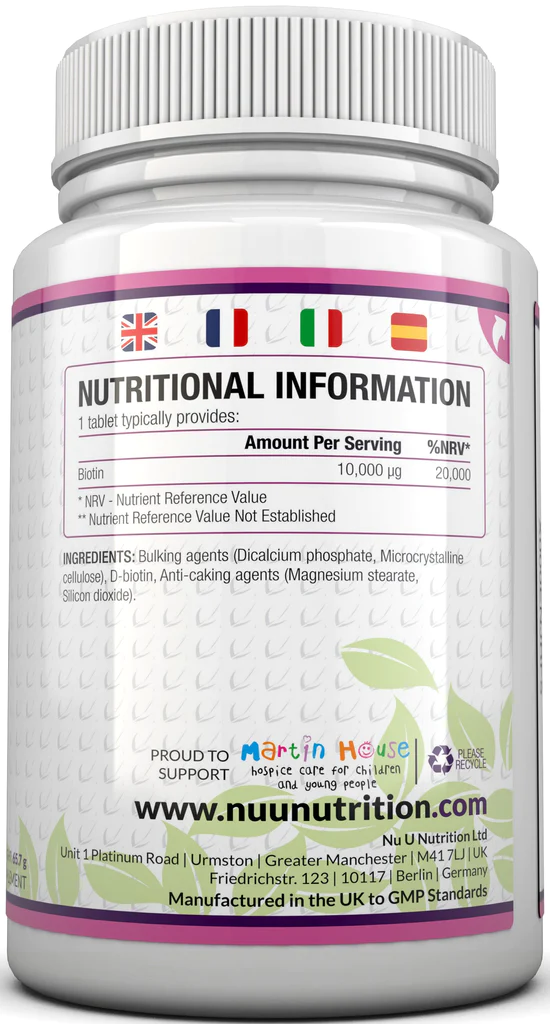 Nu u Nutrition Biotin thuần chay cải thiện tóc móng và da