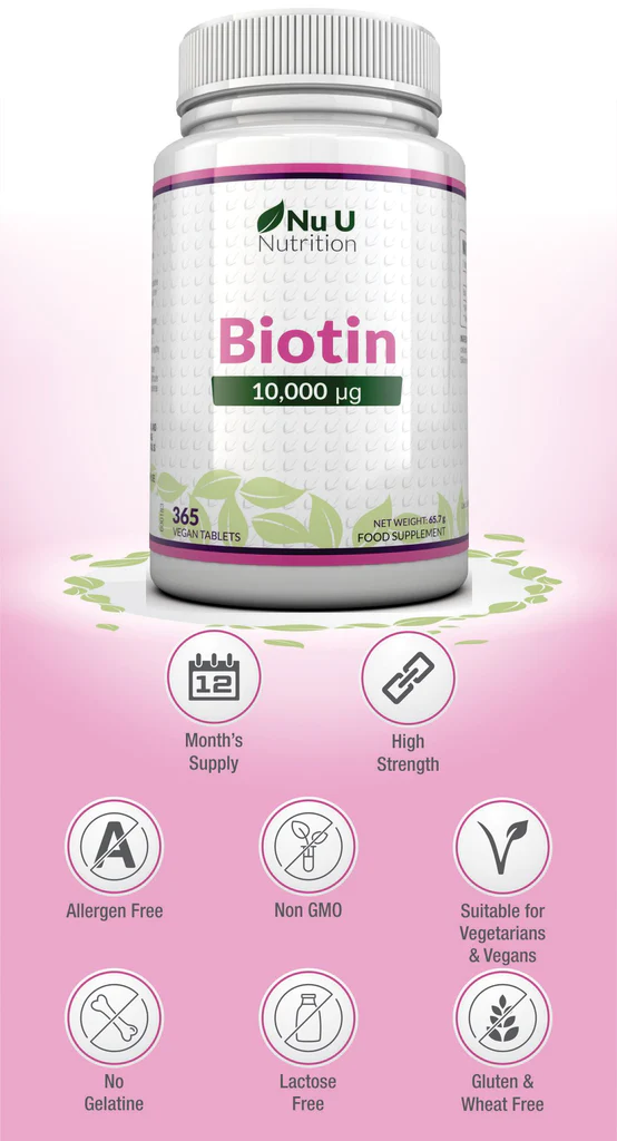 Nu u Nutrition Biotin thuần chay cải thiện tóc móng và da