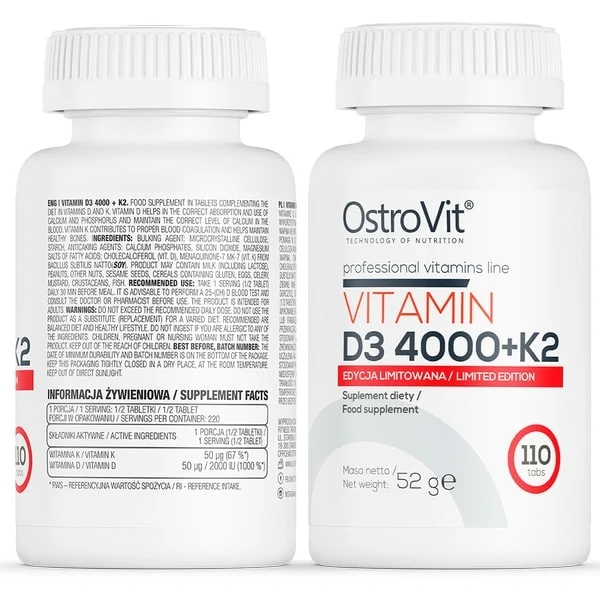 Ostrovit Vitamin D3 4000 + K2 100 viên