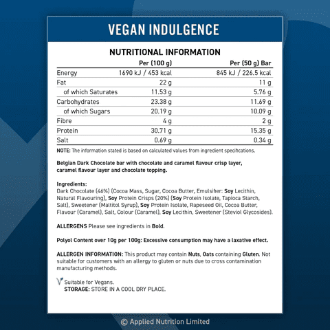 Applied Nutrition Vegan Indulgence bánh protein ăn kiêng