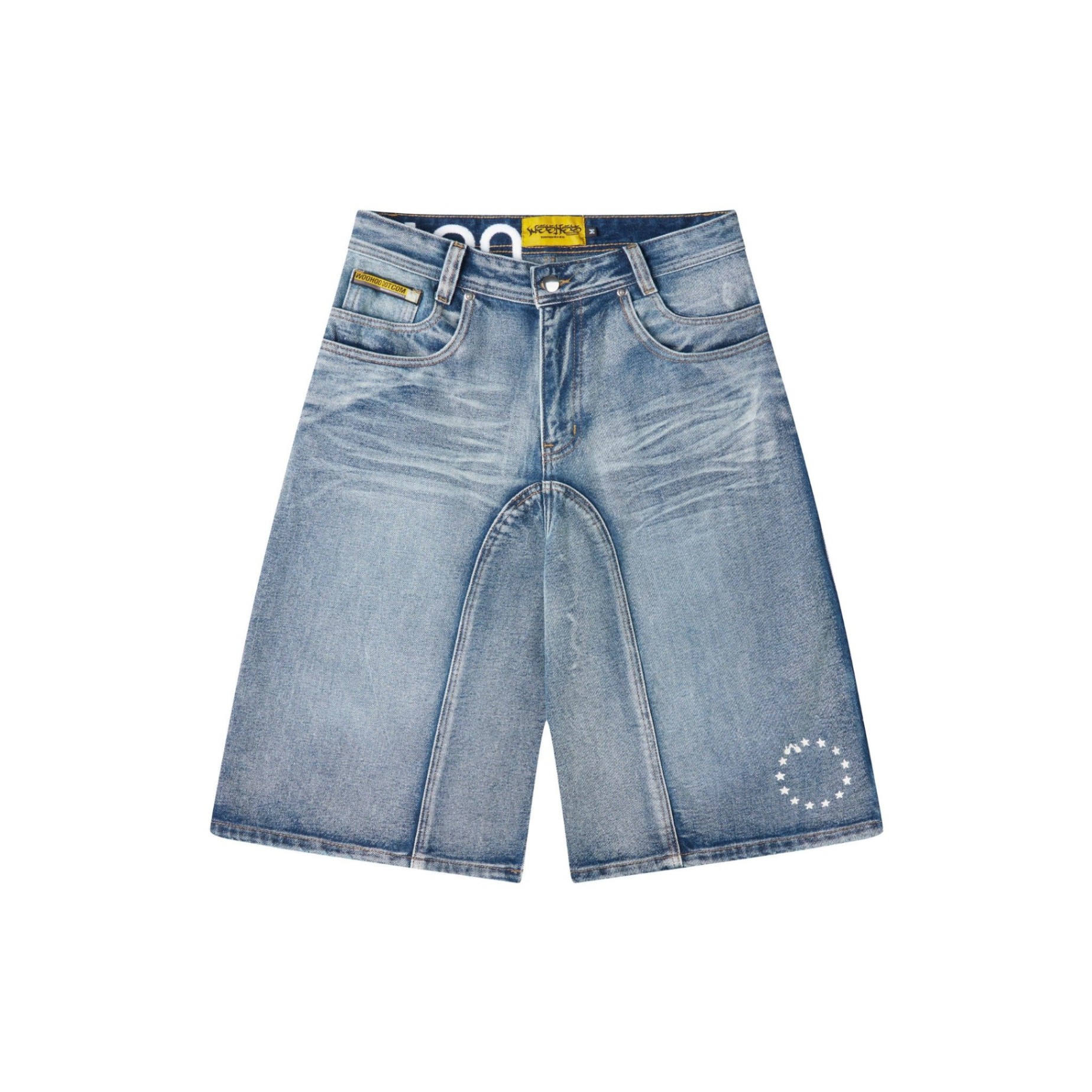 WHDC SRVIVR WASHED BAGGY DENIM SHORTS IN BLUE