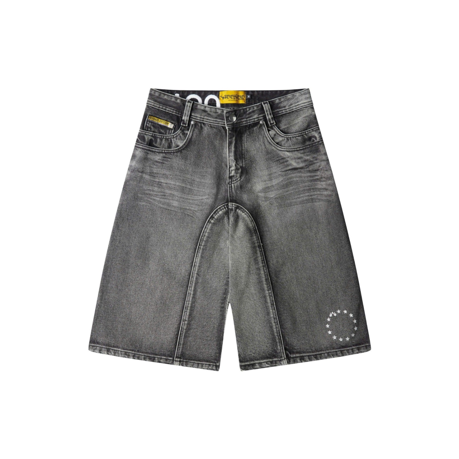 WHDC SRVIVR WASHED BAGGY DENIM SHORTS IN BLACK