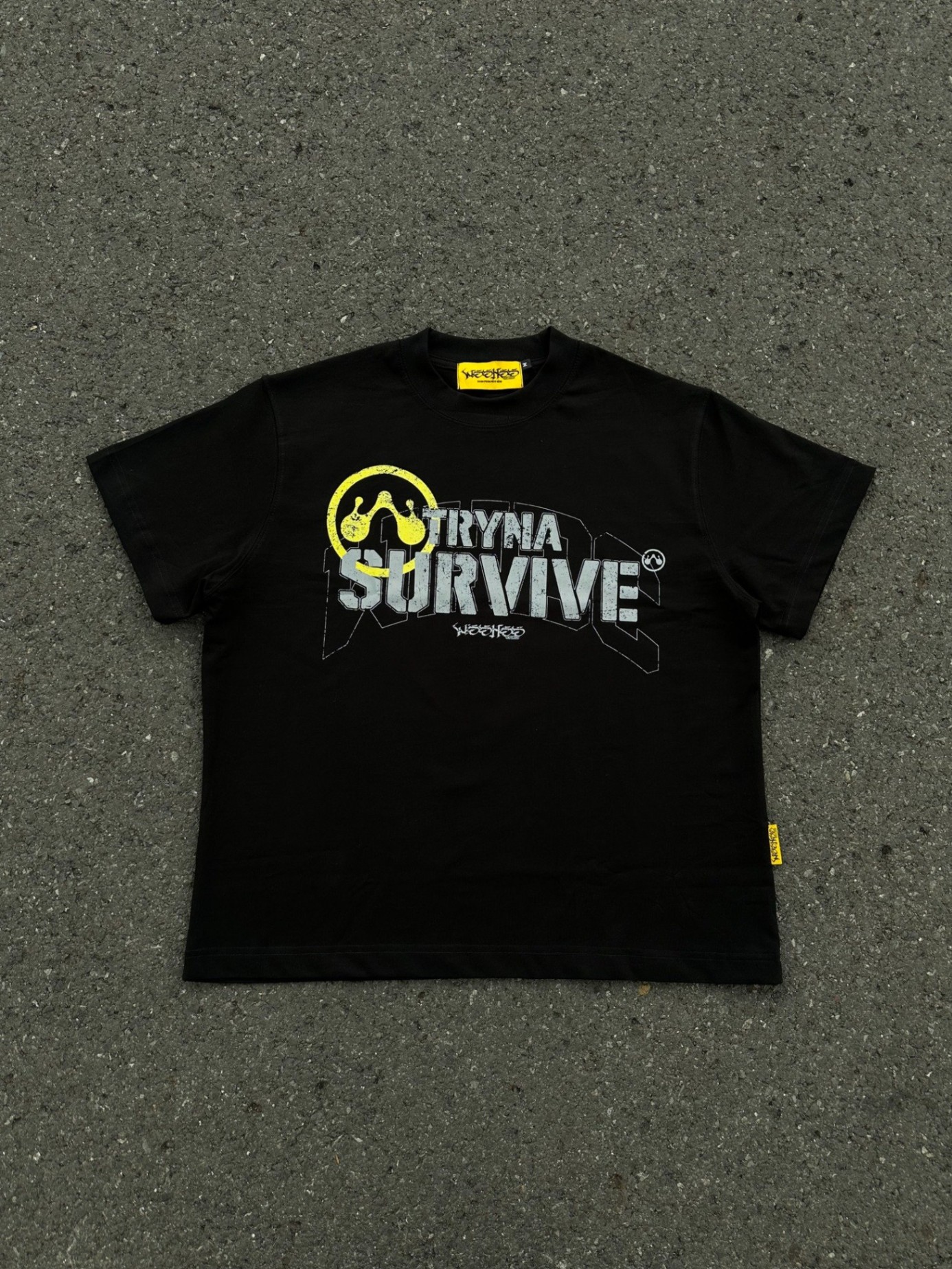 WHDC TRYNA SURVIVE BOXY TEE IN BLACK