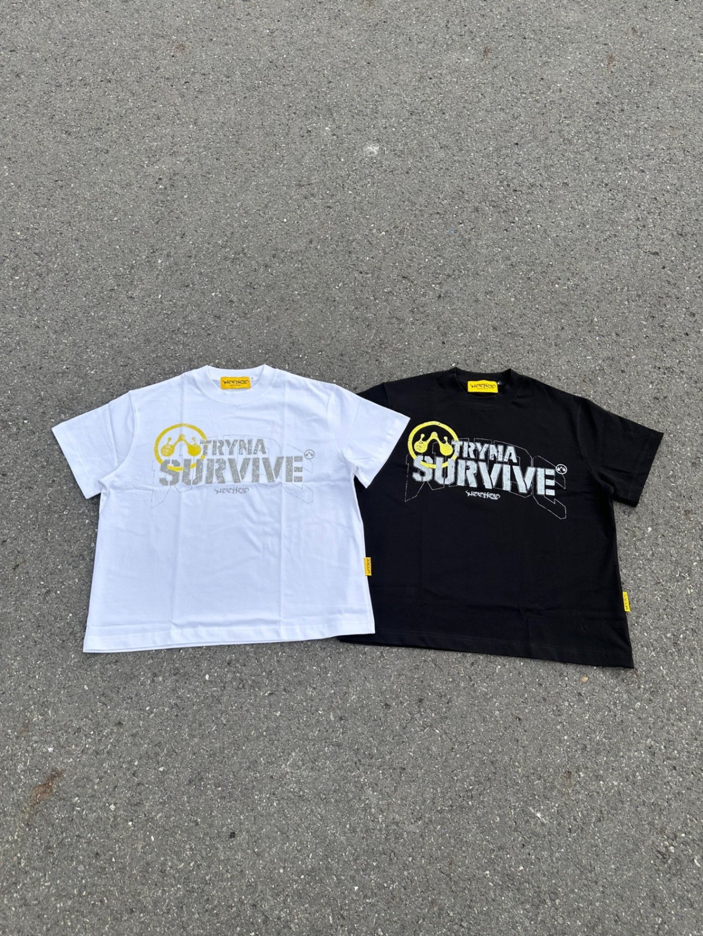 WHDC TRYNA SURVIVE BOXY TEE IN WHITE