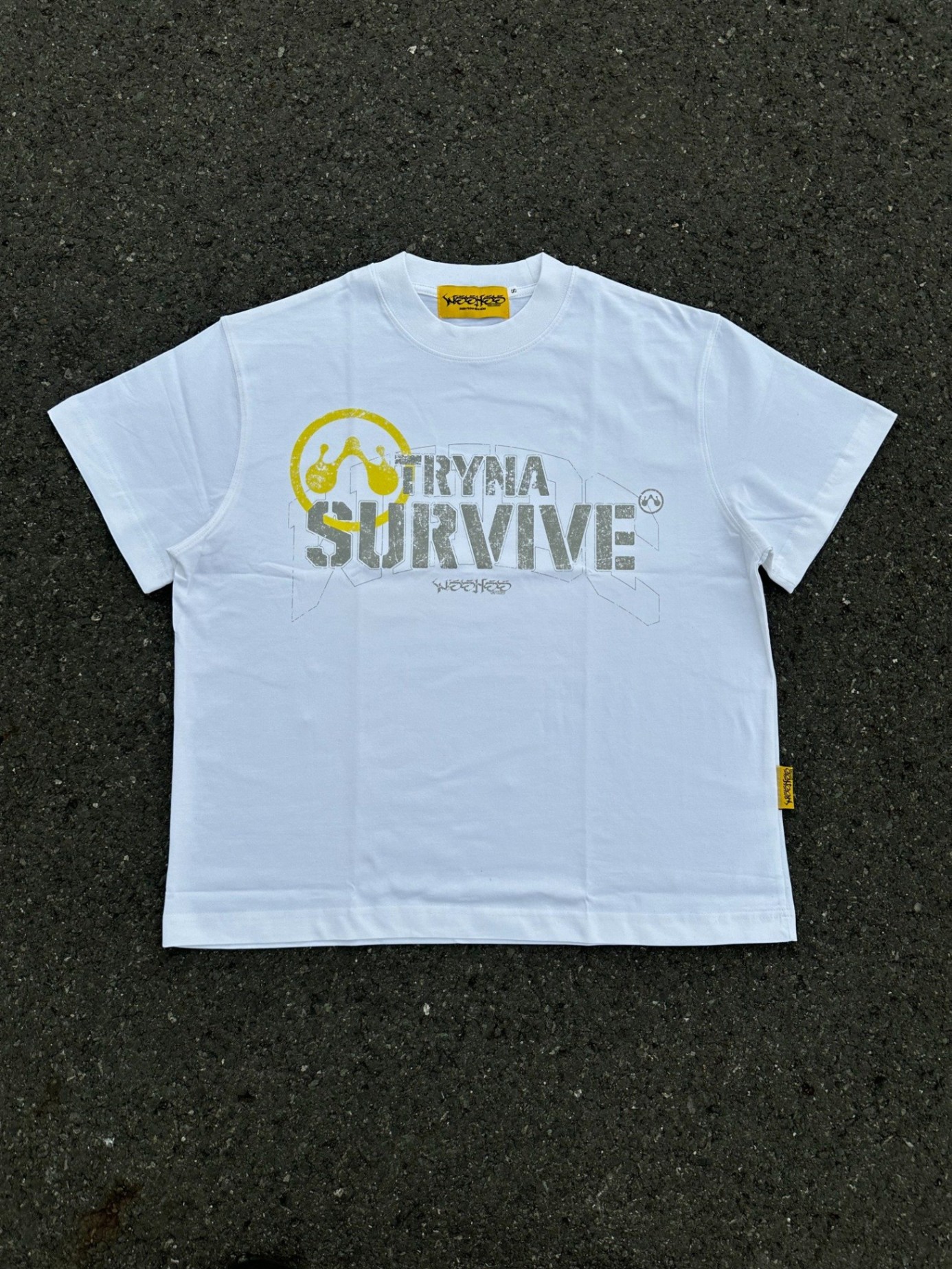 WHDC TRYNA SURVIVE BOXY TEE IN WHITE