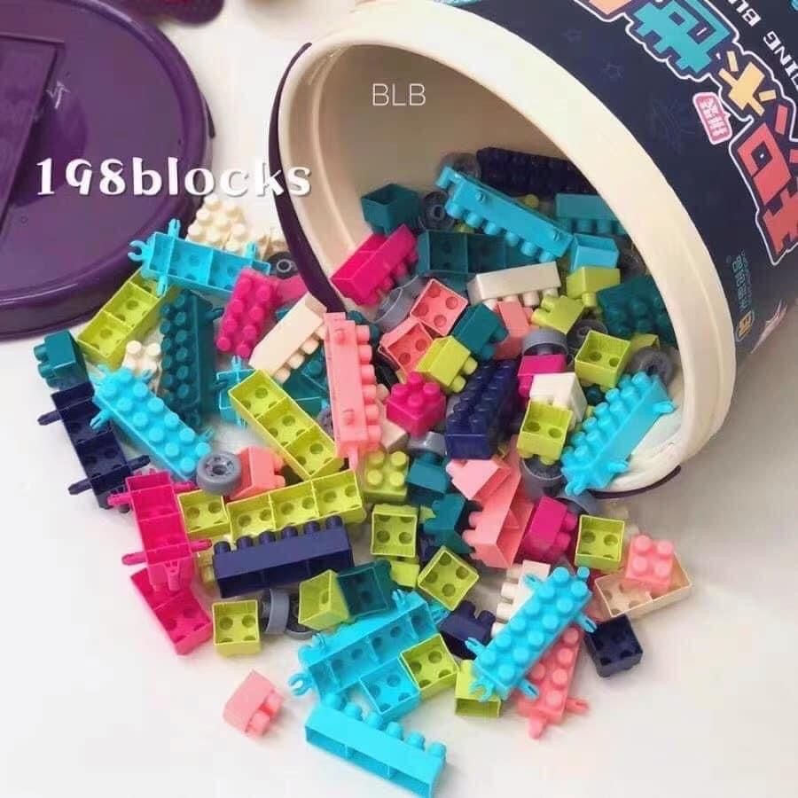 Bộ Lego xếp hình xô tròn màu tím