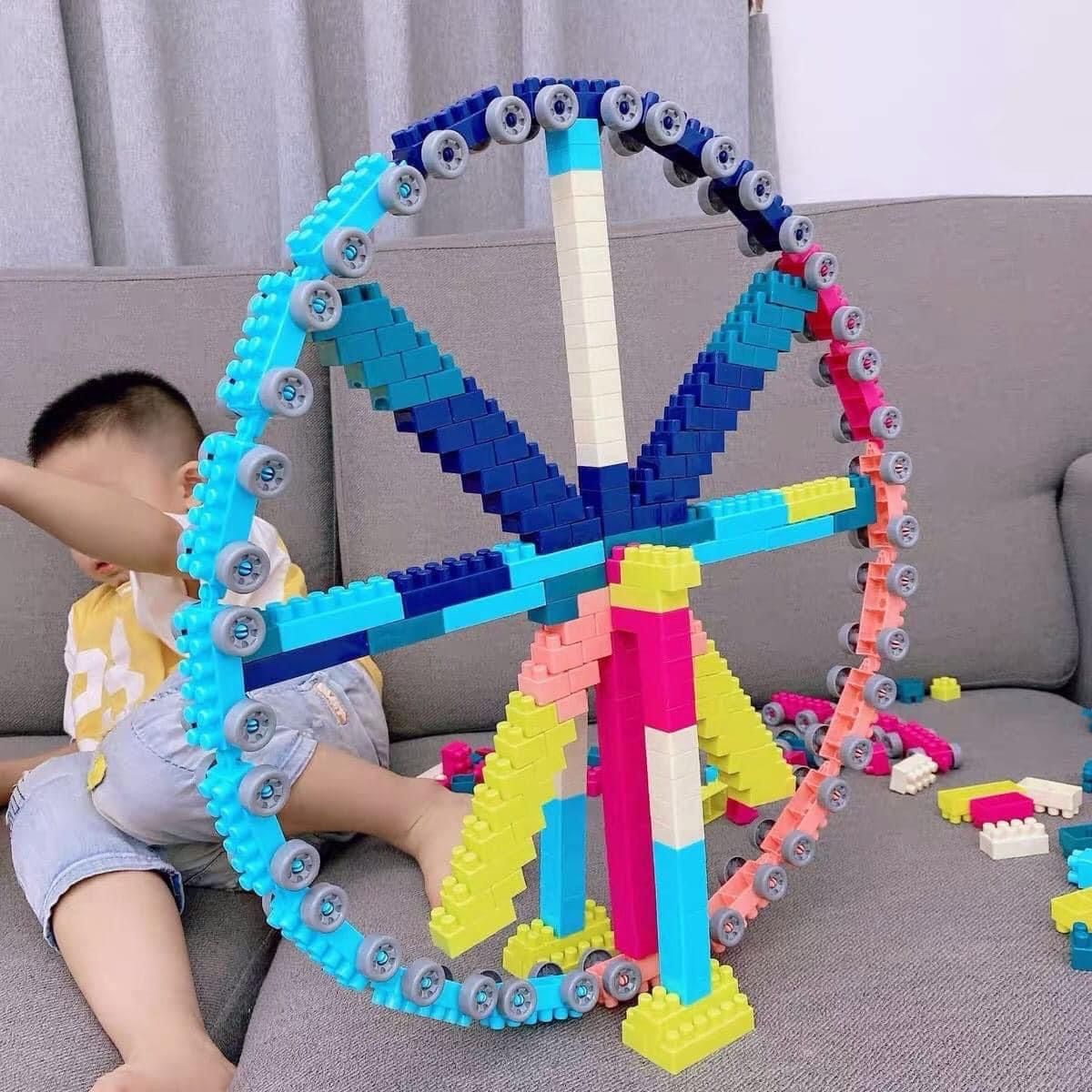 Bộ Lego xếp hình xô tròn màu tím