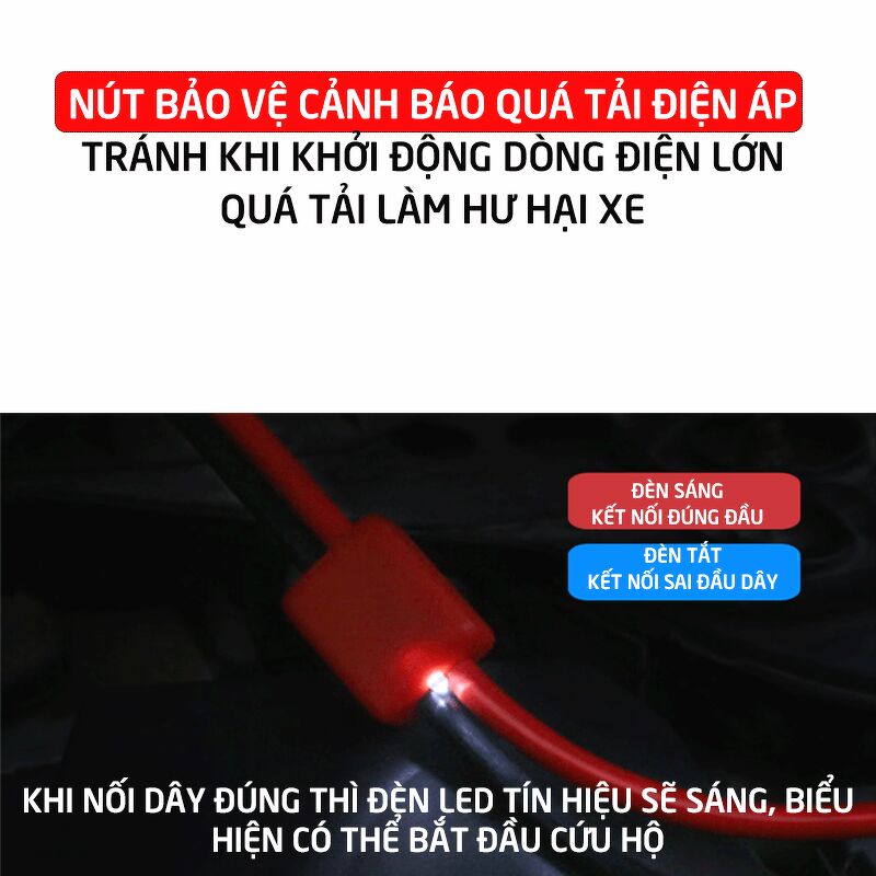 Dây câu kích bình ắc quy ô tô. 1800A. Dài 3m. Lõi đồng. Có tụ bảo vệ. Đầu kẹp đồng. Vỏ cao su cách điện