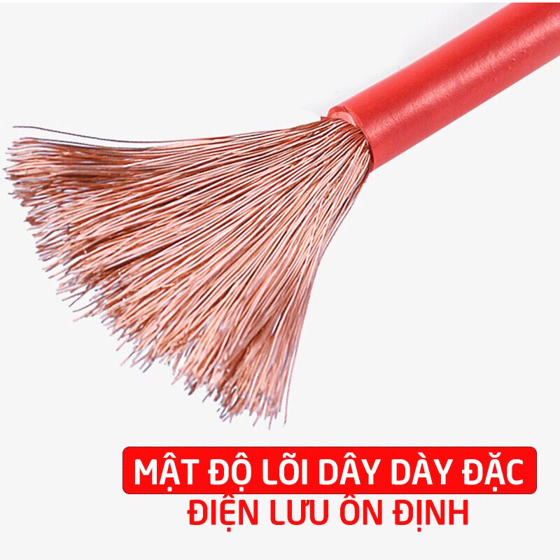 Dây câu kích bình ắc quy ô tô. 1800A. Dài 3m. Lõi đồng. Có tụ bảo vệ. Đầu kẹp đồng. Vỏ cao su cách điện