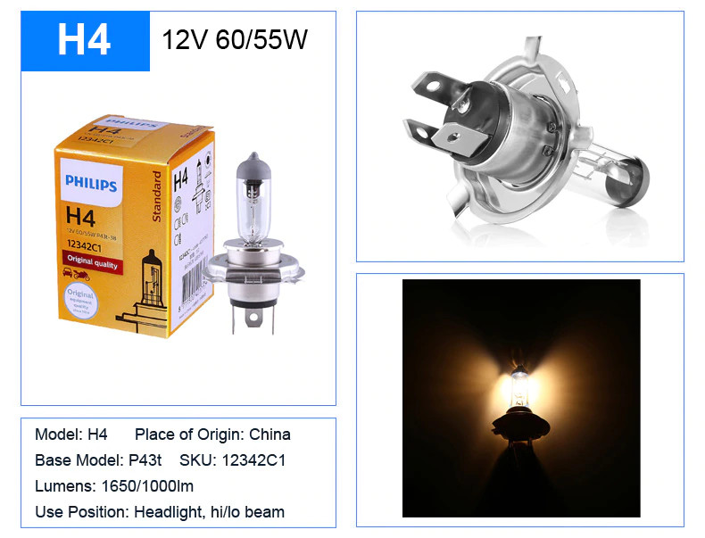 Bóng đèn pha Halogen ô tô 12V 24V PHILIPS H1 H3 H4 H7 H8 H9 H11 H16 HB3-9005 HB4-9006 9012 880 881 19W 27W 55W 60W 70W 90W 100W