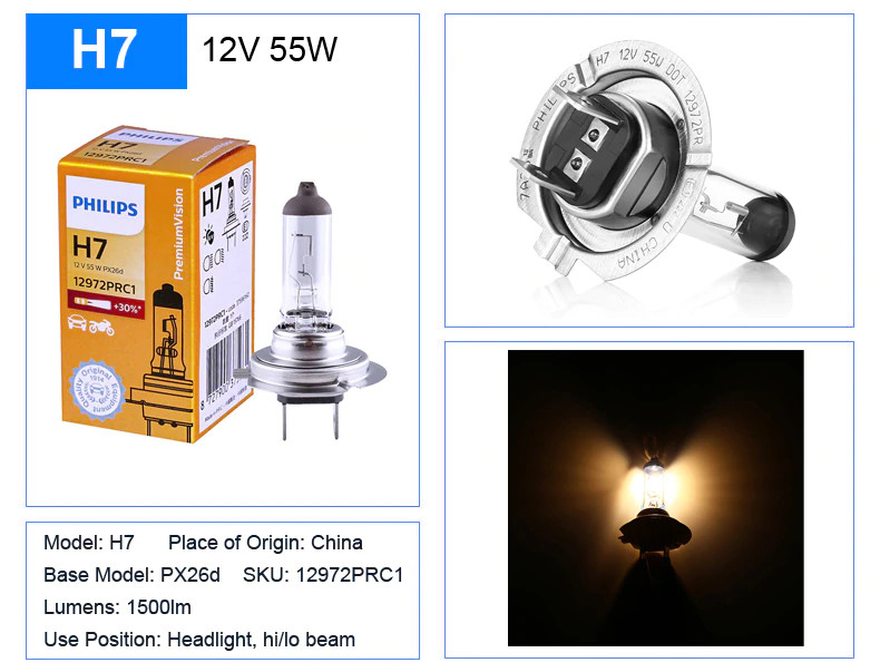 Bóng đèn pha Halogen ô tô 12V 24V PHILIPS H1 H3 H4 H7 H8 H9 H11 H16 HB3-9005 HB4-9006 9012 880 881 19W 27W 55W 60W 70W 90W 100W