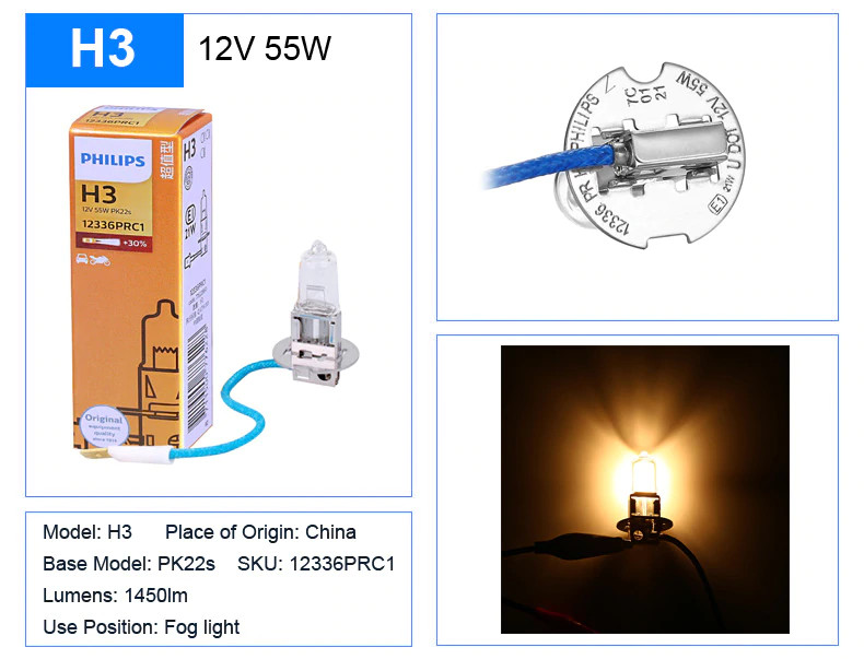 Bóng đèn pha Halogen ô tô 12V 24V PHILIPS H1 H3 H4 H7 H8 H9 H11 H16 HB3-9005 HB4-9006 9012 880 881 19W 27W 55W 60W 70W 90W 100W