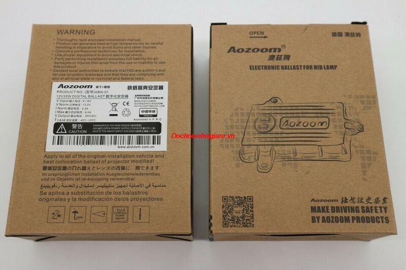 Ballast Xenon Aozoom 35W ABN01 chính hãng. Ba lát chấn lưu điện tử cho bóng đèn Xenon ô tô xe máy