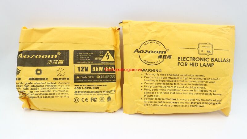 Ballast Xenon Aozoom 55W ABN11 chính hãng thế hệ mới KÍCH SÁNG NHANH. Ba lát chấn lưu điện tử cho bóng đèn Xenon ô tô xe máy