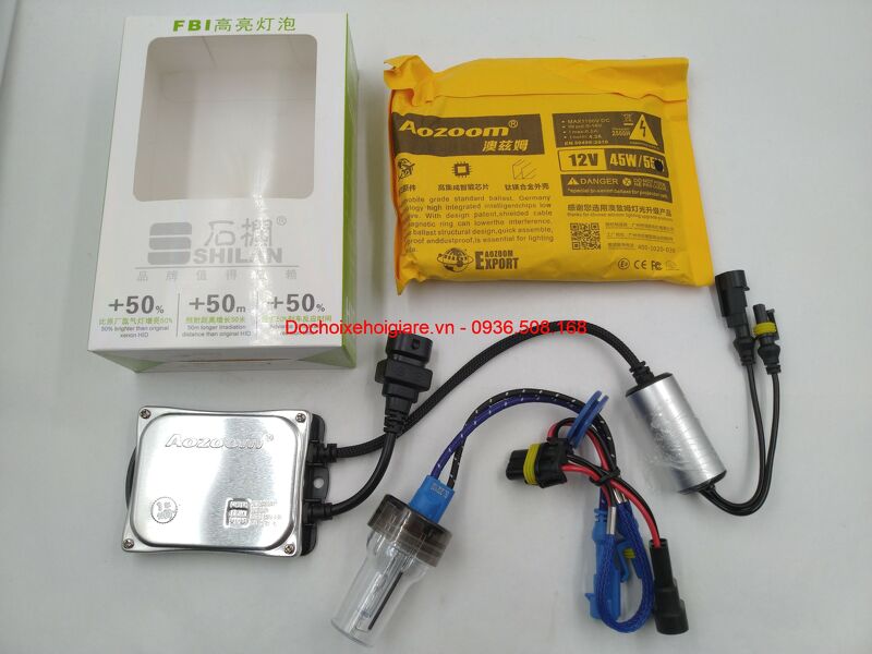 Bộ bóng đèn pha Xenon HID Shilan FBI 55W - Ballast Aozoom 55W ABN11 kích sáng siêu nhanh. Bảo hành 3 năm