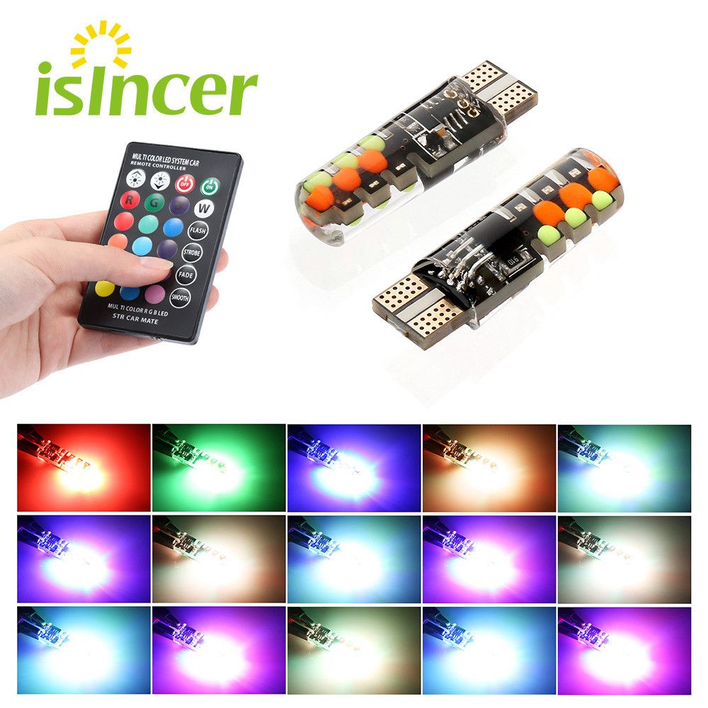 Led demi, nội thất xe hơi chân T10 nhiều chế độ màu, có remote điều khiển từ xa, 12 nhân chip RGB COB