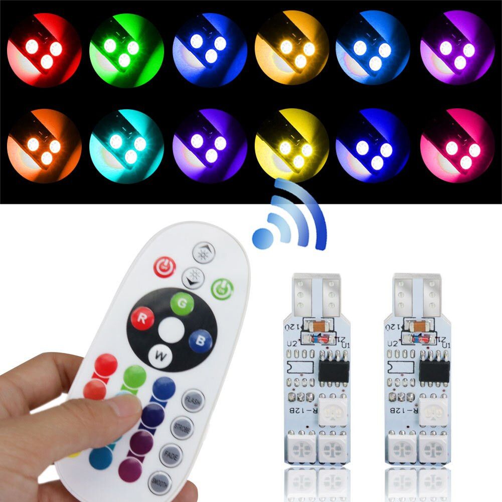 Led T10 16 chế độ màu, có remote điều khiển từ xa, 6 chip led RGB 5050 siêu bền