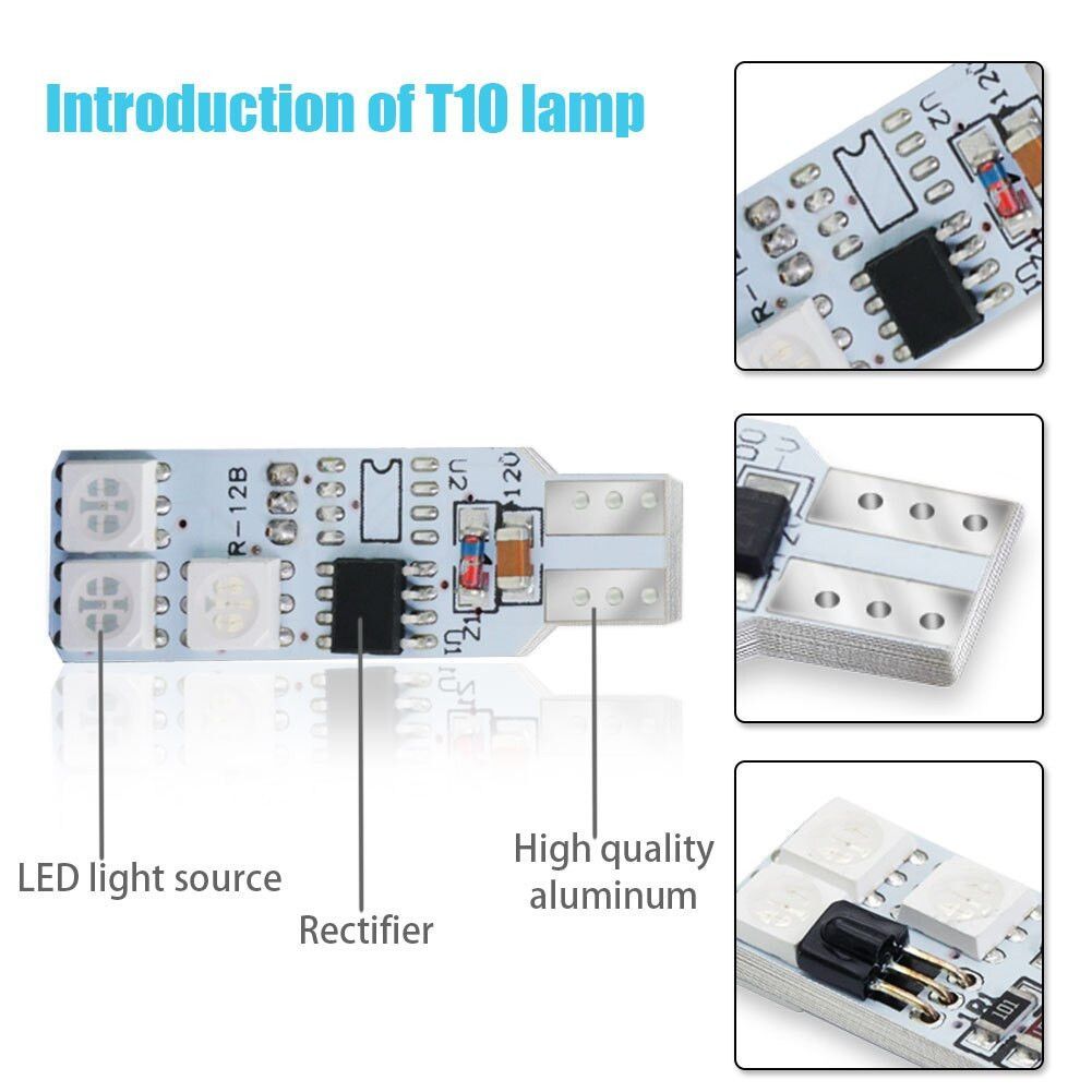 Led T10 16 chế độ màu, có remote điều khiển từ xa, 6 chip led RGB 5050 siêu bền