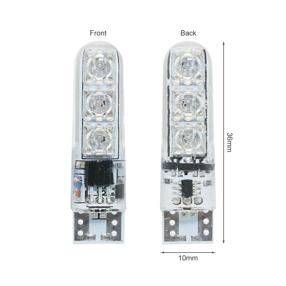 Led soi biển, demi, trần xe hơi chân T10 nhiều chế độ màu, có remote điều khiển từ xa, 6 nhân chip RGB 5050