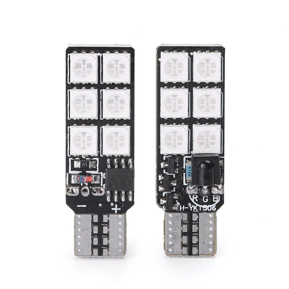 Led tín hiệu ô tô chân T10 nhiều chế độ màu, có remote điều khiển từ xa, 12 nhân chip RGB 5050