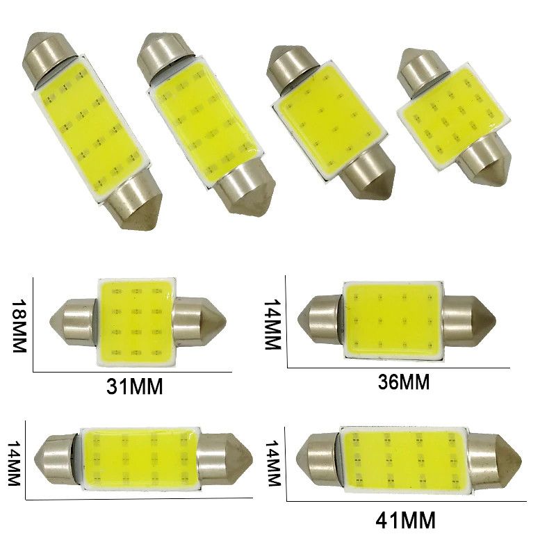 Đèn led trần ô tô giá rẻ chip led COB, không có cánh tản nhiệt. 31mm 36mm 39mm 41mm