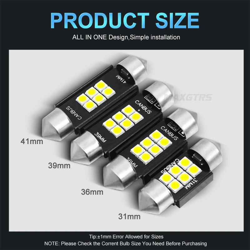 Led trần ô tô xe hơi siêu sáng 31mm 36mm 39mm 41mm, chip Led SMD 3030